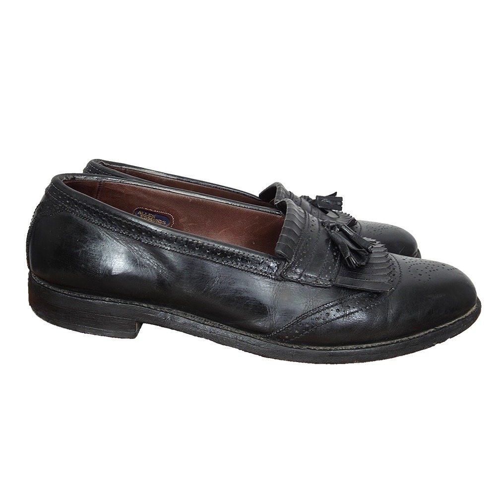 Allen Edmonds Bridgeton Loafers Mens 11 C Black Leather Brogue Kiltie Tassel USA